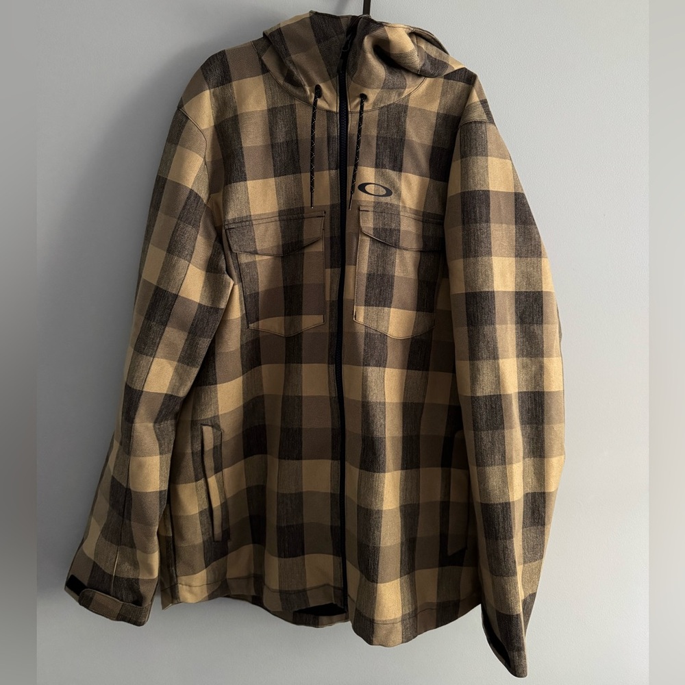 Oakley Men's Tan and Black Plaid Jacket